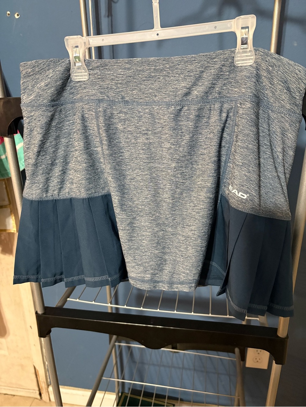 HEAD Heathered Light Blue and Navy Pleated Tennis Skort